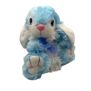 Dandee Collectors Choice 8” blue white super soft blue bow bunny plush ages 3+